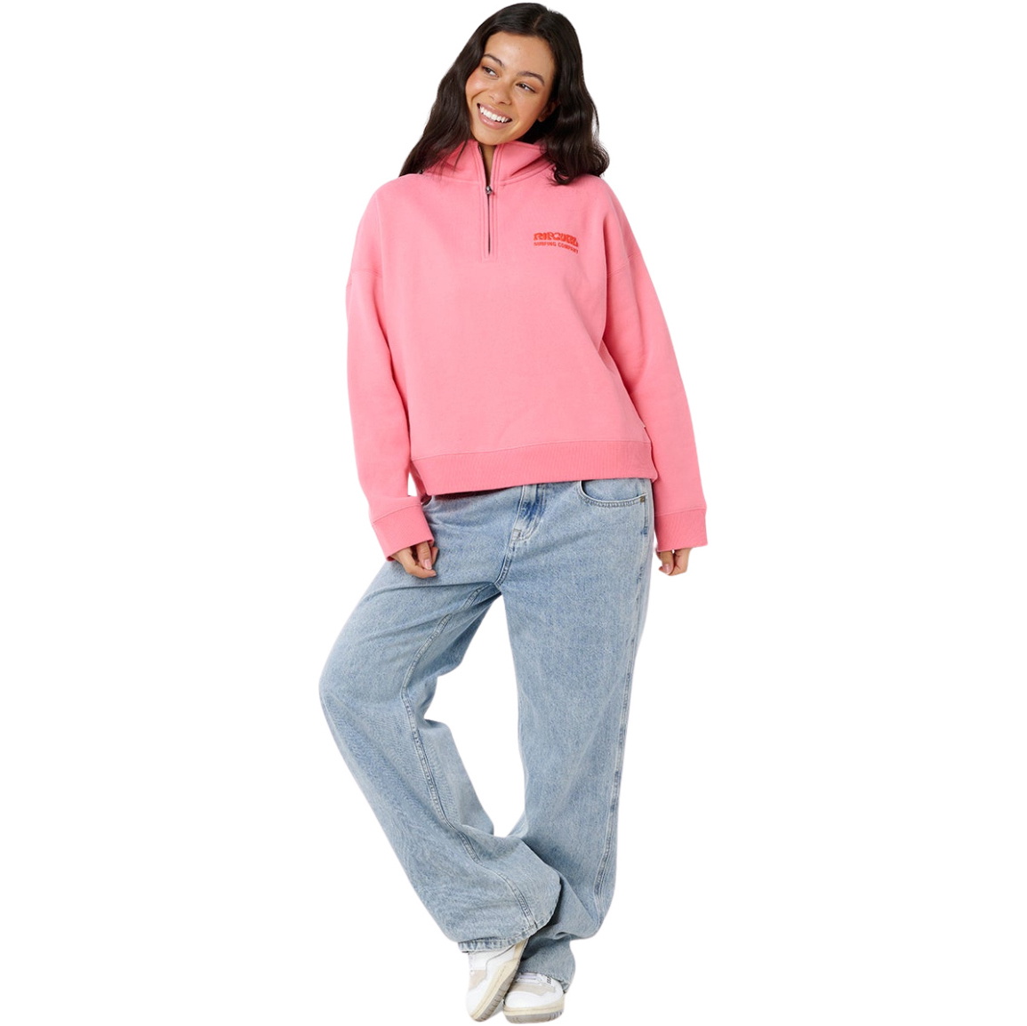 2026 Rip Curl Womens Surf Puff 1/4 Zip Crew Fleece 07WWFL - Pink